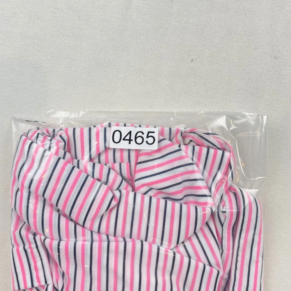 Ralph Lauren Pro Fit Men Polo Shirt Large Pink Navy Blue Striped Short Slv NWOT